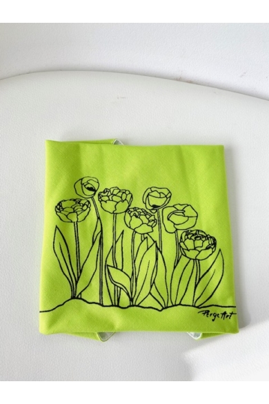 Virág mintás textil szalvéta (zöld)
